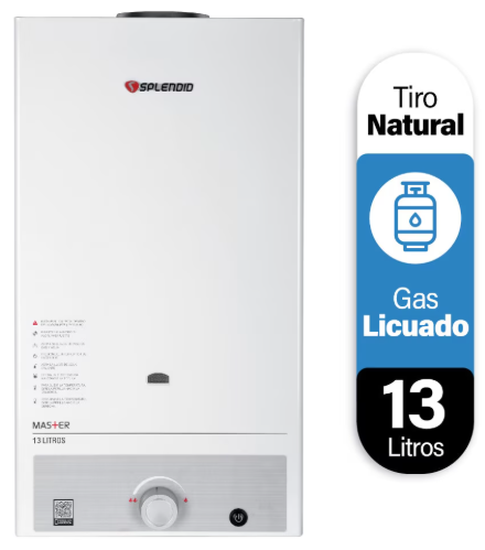 Calefón Splendid 13 litros Tiro Natural Gas licuado Instalado