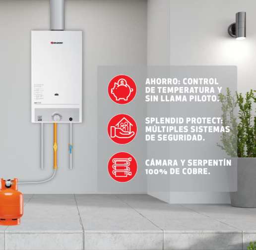Calefón Splendid 13 litros Tiro Natural Gas licuado Instalado - Imagen 2